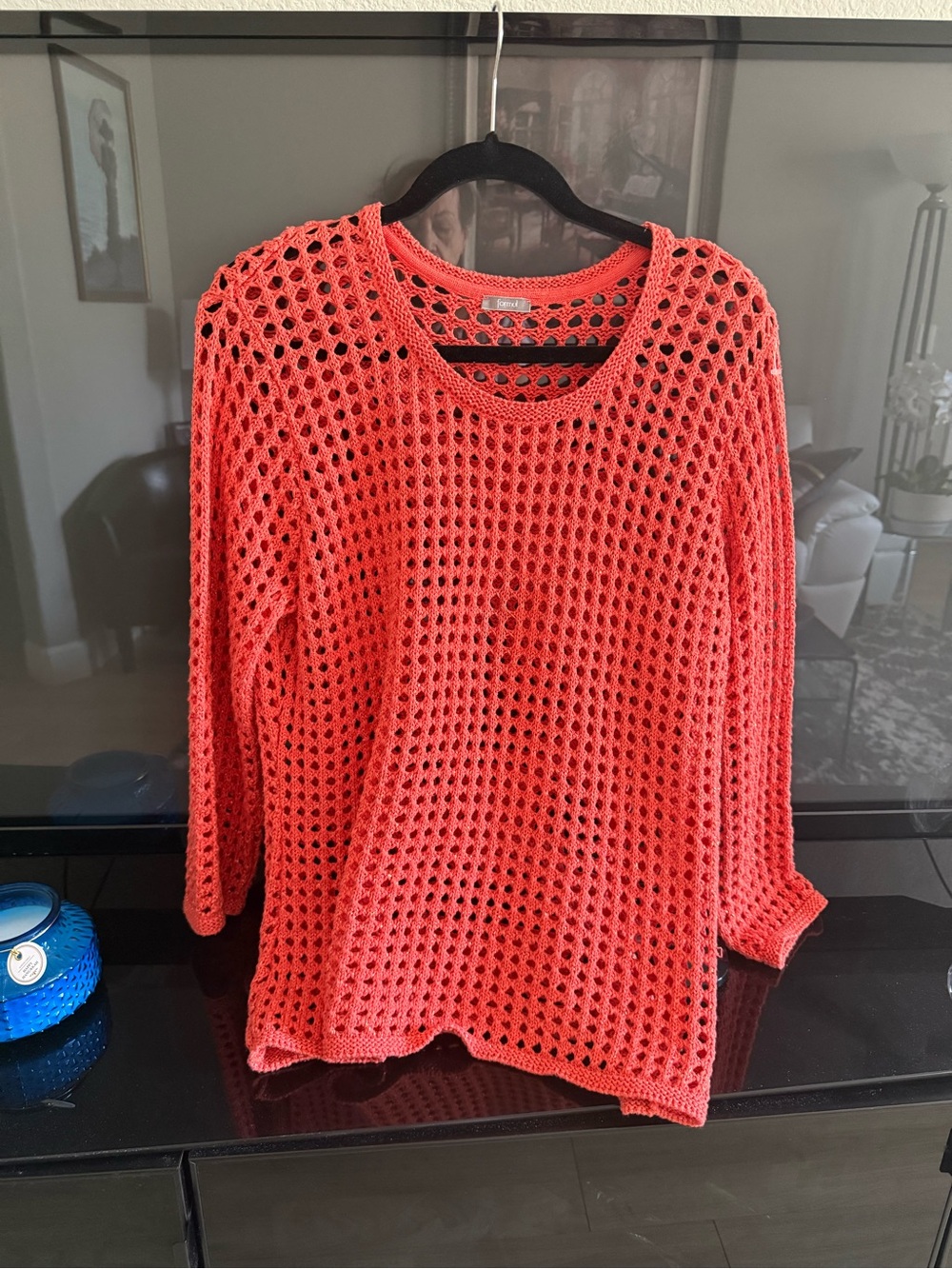 Open-Knit Coral Sweater - Unbranded
